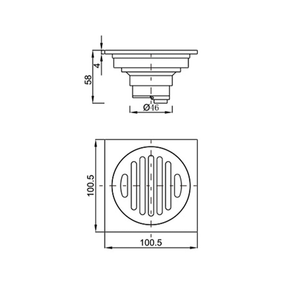 Floor Drain Brass A222-J 100x100mm