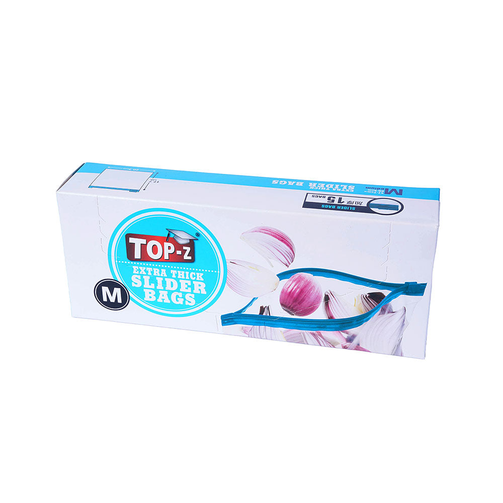 Top-Z Blue Slider Zipper Bag M 20.3X17.7CMx15Pc/Pack