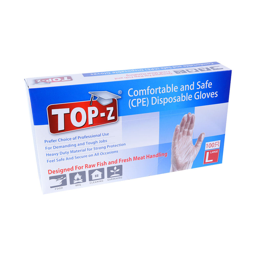 Top-Z CPE Disposable Gloves L 100Pc/Pack