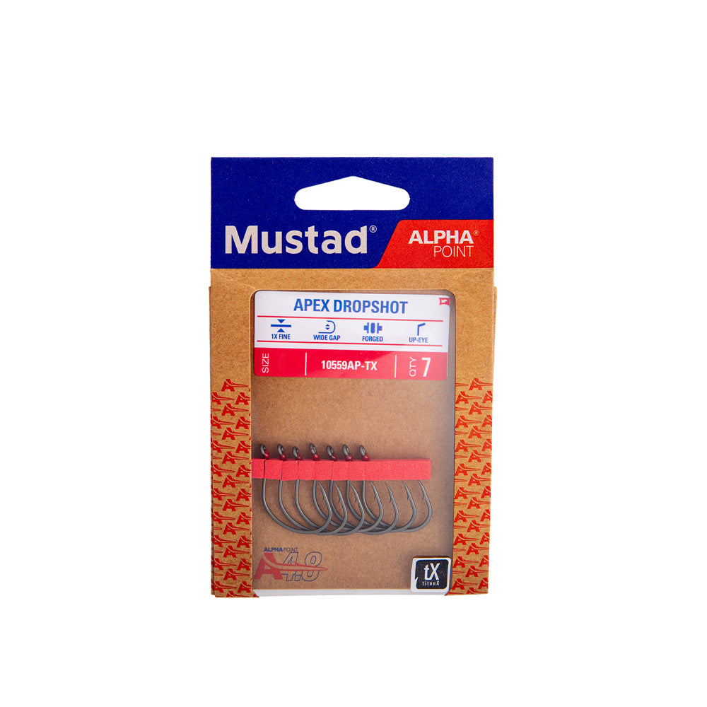 Mustad Apex Dropshot Hook Size 2 10559AP-TX-2-7PCS