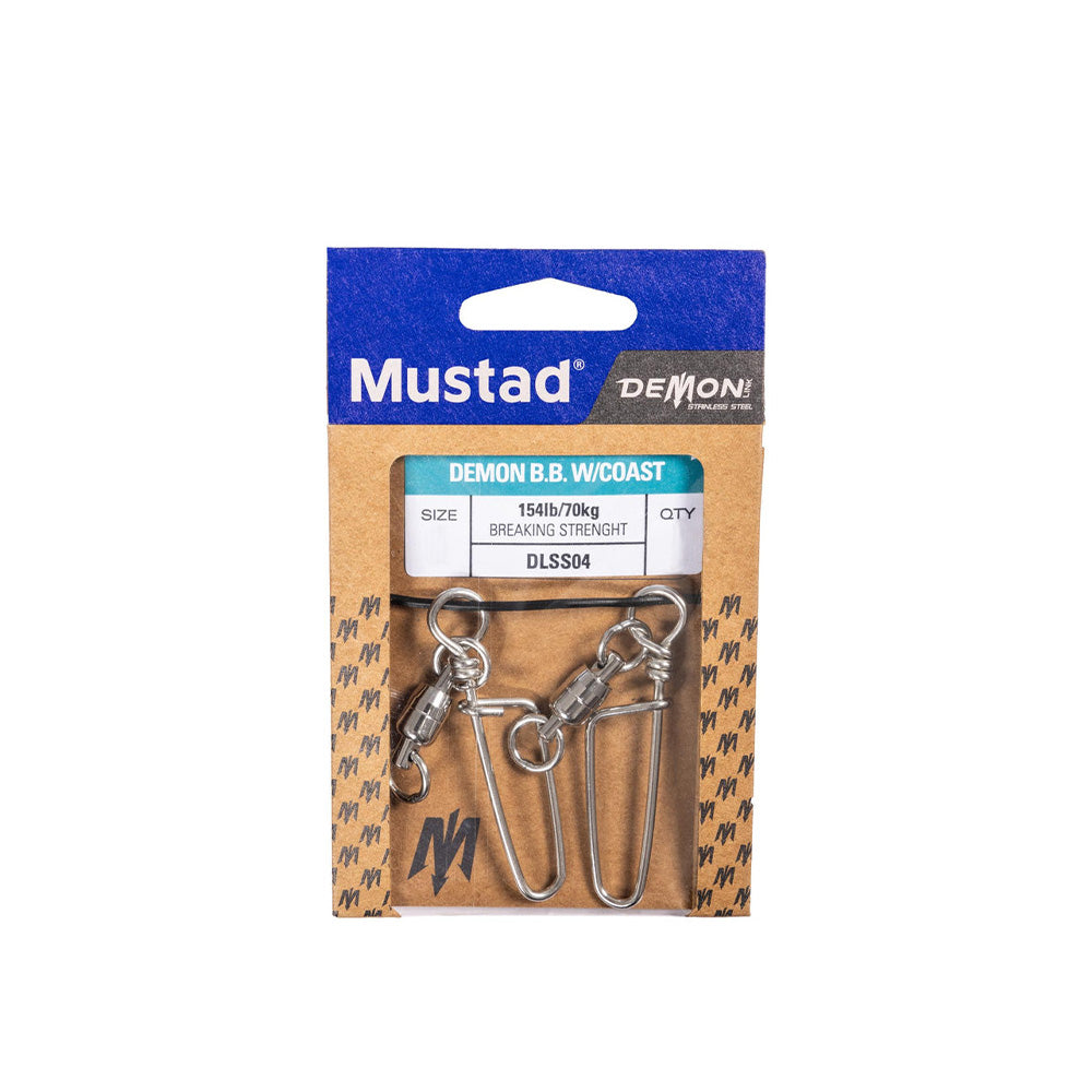 Mustad Demon Ball Bearing Swivel w/coastlock Snap Size 8 DLSS04