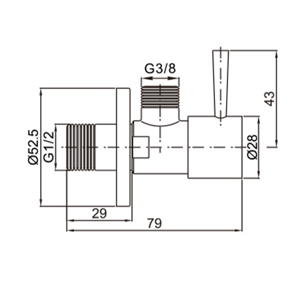 Round Angle Valve Chrome 3/8" A603-B