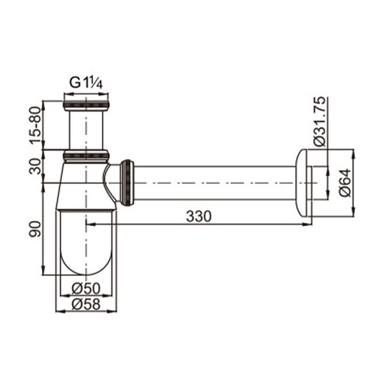 Brass Bottle Trap Chrome Finish A181-A