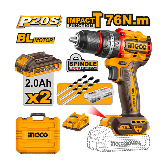 Ingco Compact Brushless Cordless Impact Drill CIDLI20768