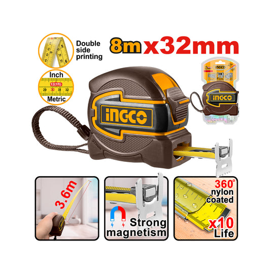Ingco Steel Measuring Tape 8mx32mm HSMT80832