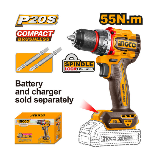 Ingco Compact Brushless Cordless Impact Drill CDLI205581