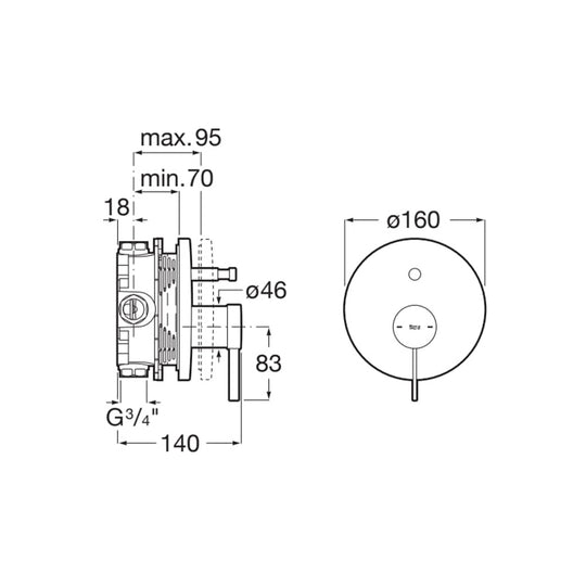 ROCA ONA Built In Bathshower Mixer (2 Ways) Chrome A5A0B9EC0