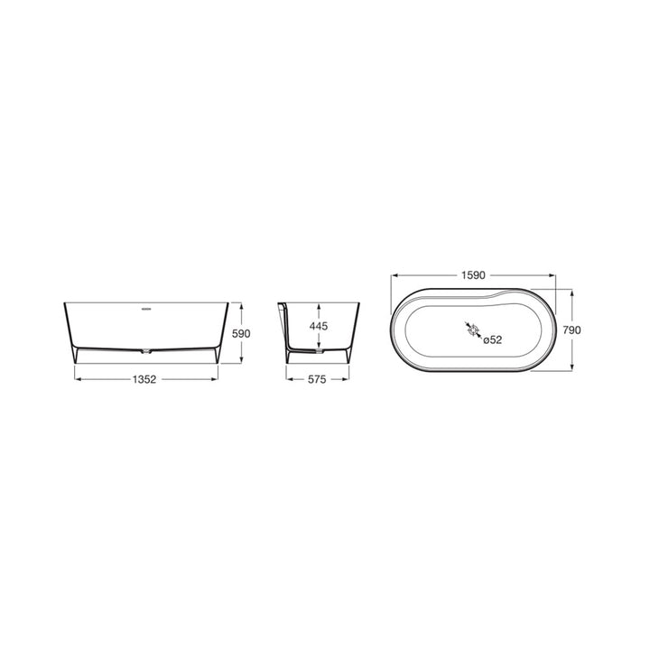 ROCA Raina Stonex® Oval Bathtub with Drain White A248466000