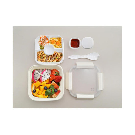 Miniso Graceful Series 2 Compartments Salad Container 1.1l (Beige) 2021468710100