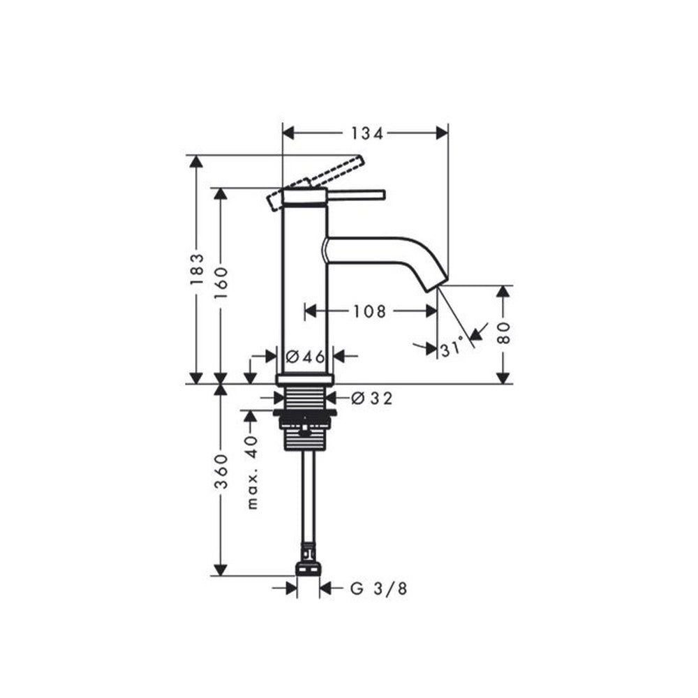 HG Pillar Tap 80 Tecturis S Without Waste Set Chrome 73313000