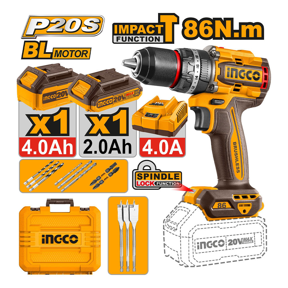 Ingco Brushless Cordless Impact Drill CIDLI208682