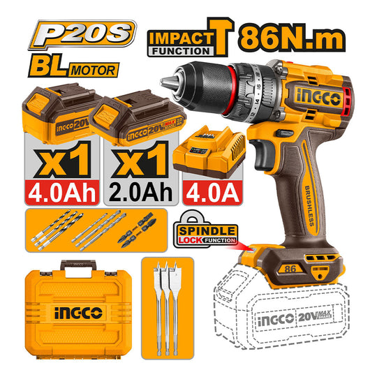 Ingco Brushless Cordless Impact Drill CIDLI208682
