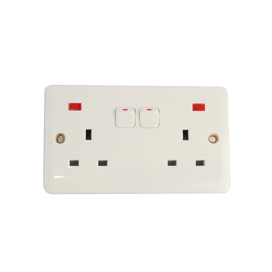Trilif BS Socket Outlet 13A 2GANG SW+Neon