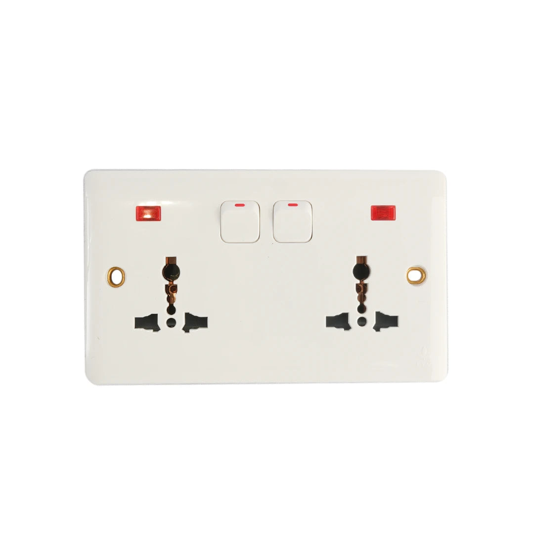 Trilif BS Socket Outlet 13A 2Gang SW+Neon For Hotel