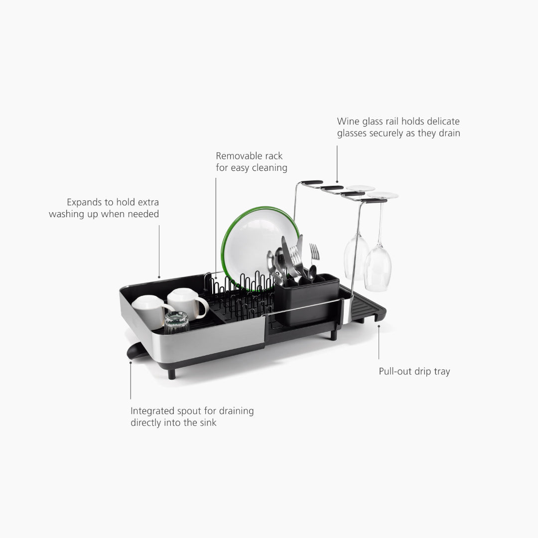 Joseph Joseph Extend™ Steel Plus Expandable Black Dish Drain
