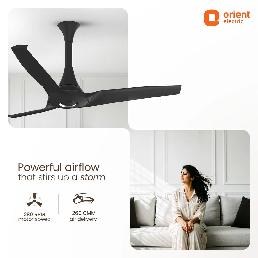 Orient Aerostorm Ceiling Fan Charcoal Grey 48&