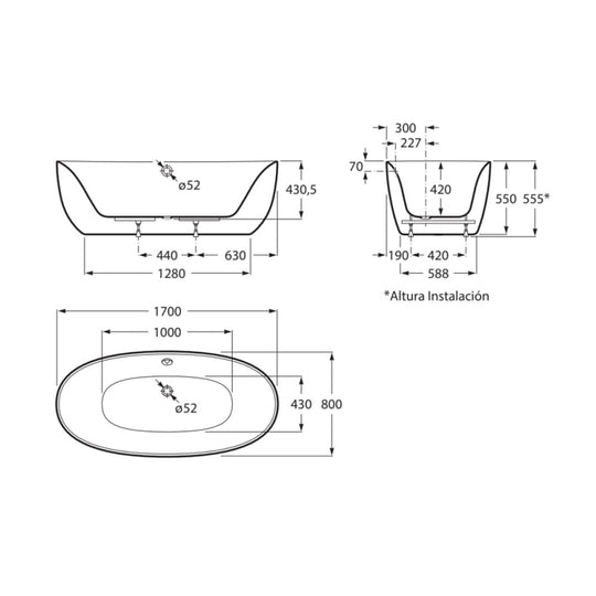 Roca - Virginia Oval bath Free Standing w/Waste Kit Acrylic A248313000