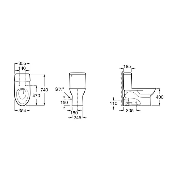Roca Debba One piece toilet WC with vertical outlet