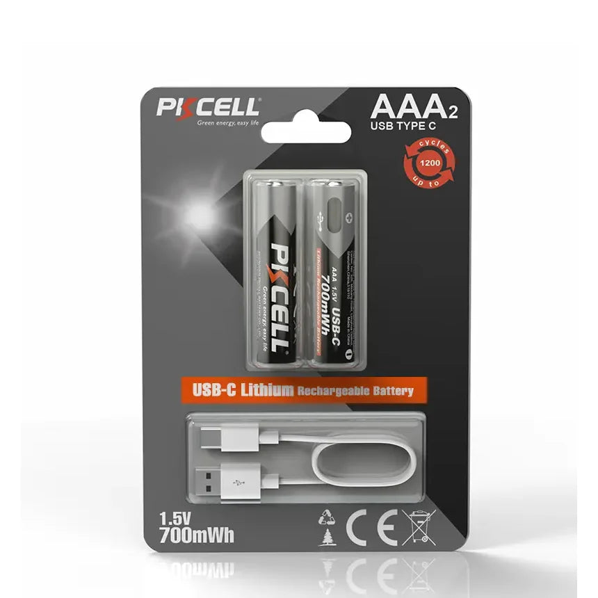 PKCELL rechargeable battery 1.5V AAA 700MWH 2pcs