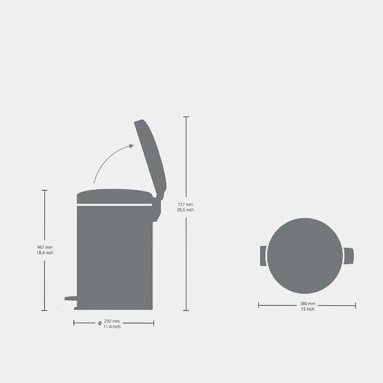 Brabantia Pedal Bin Newicon Matt Steel Fingerprint Proof 20L