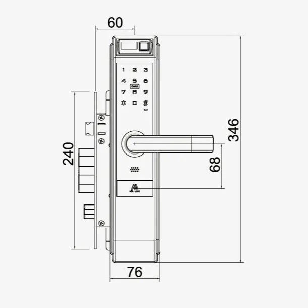 Moli Fingerprint door lock, Left - SS