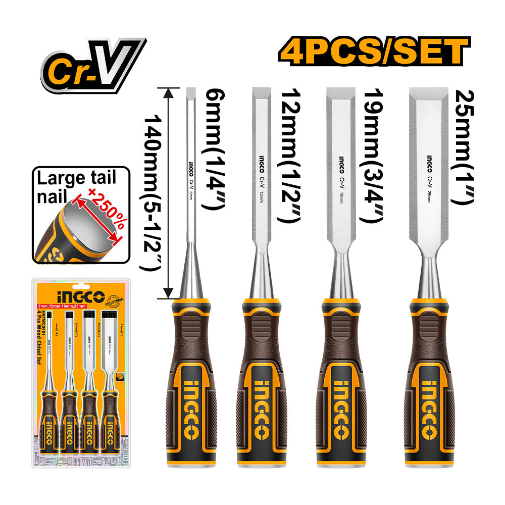 Ingco Wood Chisel 4pc Set HKTWCS0401