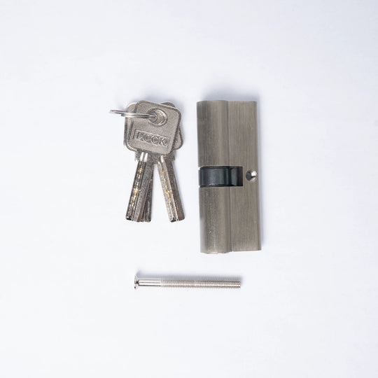 Door Lock Cylinder Two Side Open Brass Key Silver