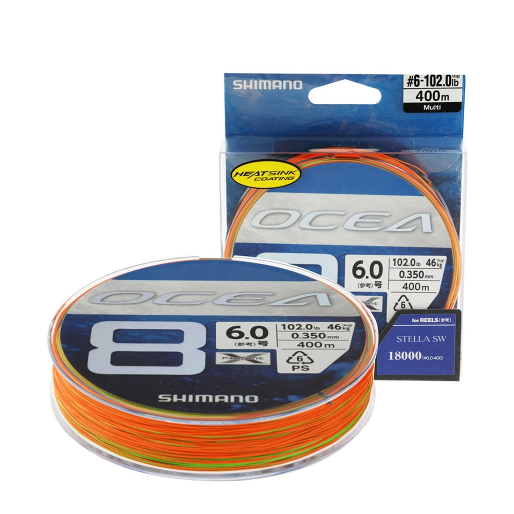 Shimano Ocea 8 PE6.0 braided line 0.350mm x 102 LB x 300M
