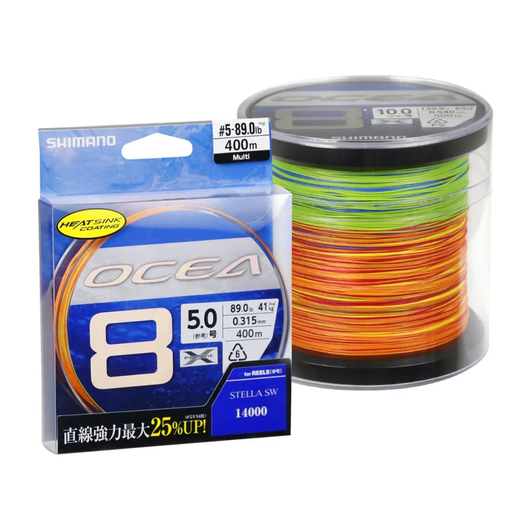 Shimano Ocea 8 Pe3 400m 63lb 0.230mm Multi Colour Braid Pe