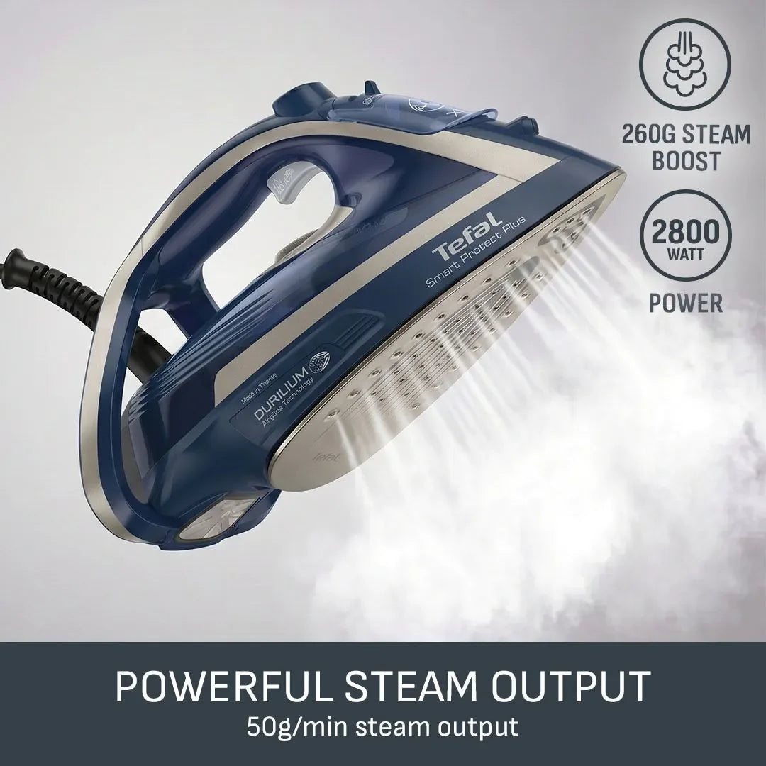 Tefal Smart Protect+ Steam Iron Blue/Silver Premuim 2800W Fv2800W FV