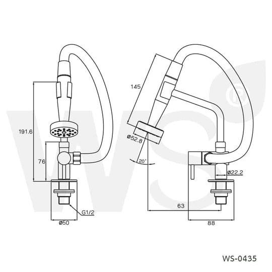 WS SS kitchen faucet with spray head WS-0435