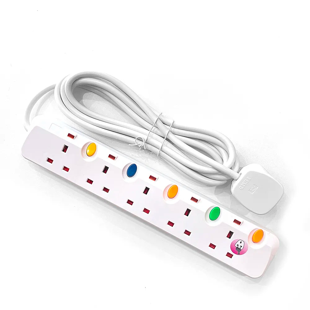 Extended Red Socket Extension socket with cable 5Way, 13A UK19005SL – Sonee Hardware
