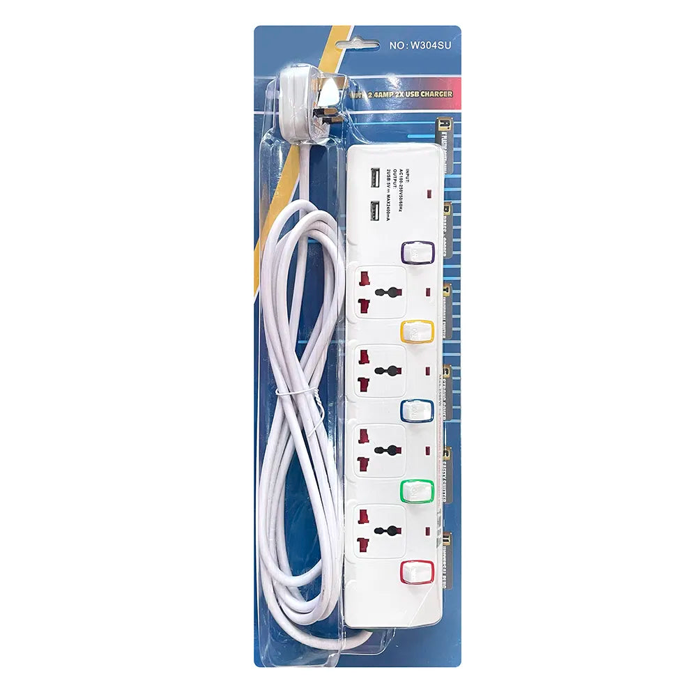 Universal Extension socket 4-way 13A 2USB, W304SU – Sonee Hardware