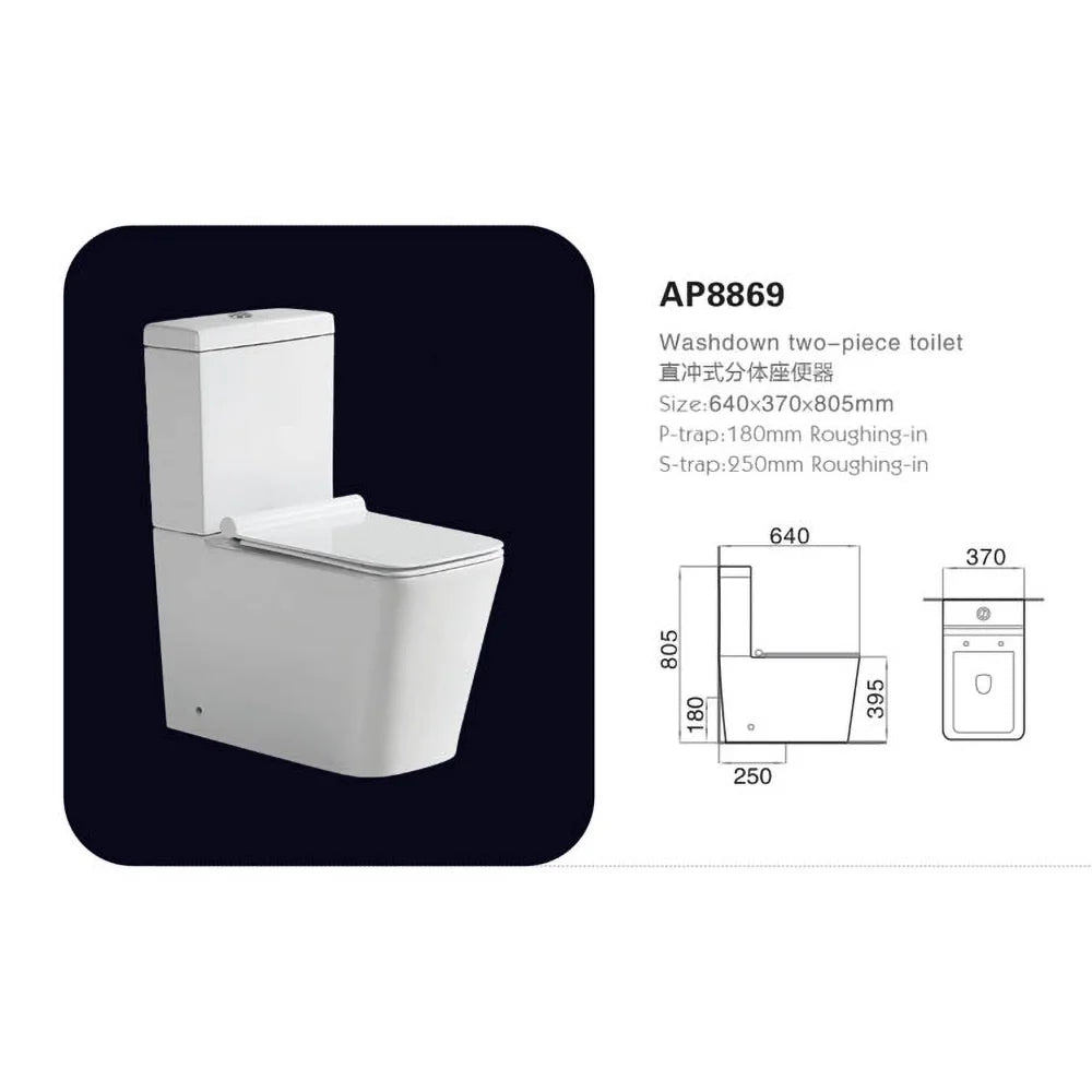 Washdown Two Piece Toilet S-trap 250mm