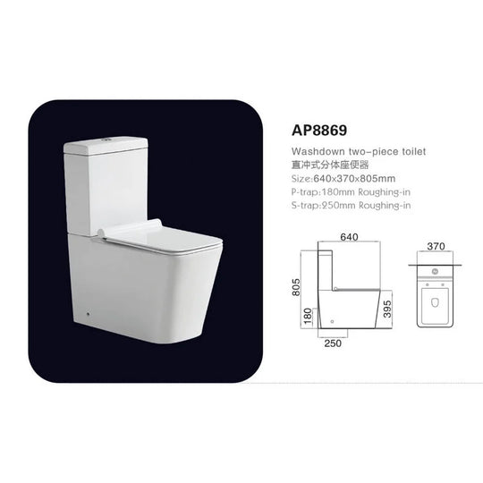 Washdown Two Piece Toilet S-trap 250mm