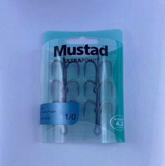 Mustad Needlepoint Treble Hook 36329NP 1/0 - 6 Pcs/Pk