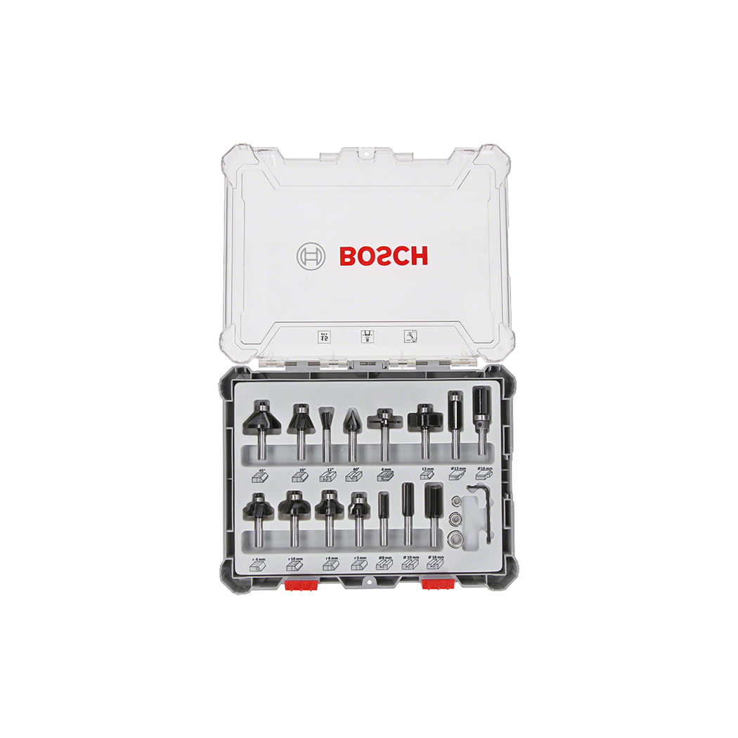 Bosch Router Mi x ed Bit 8mm 15pc Set