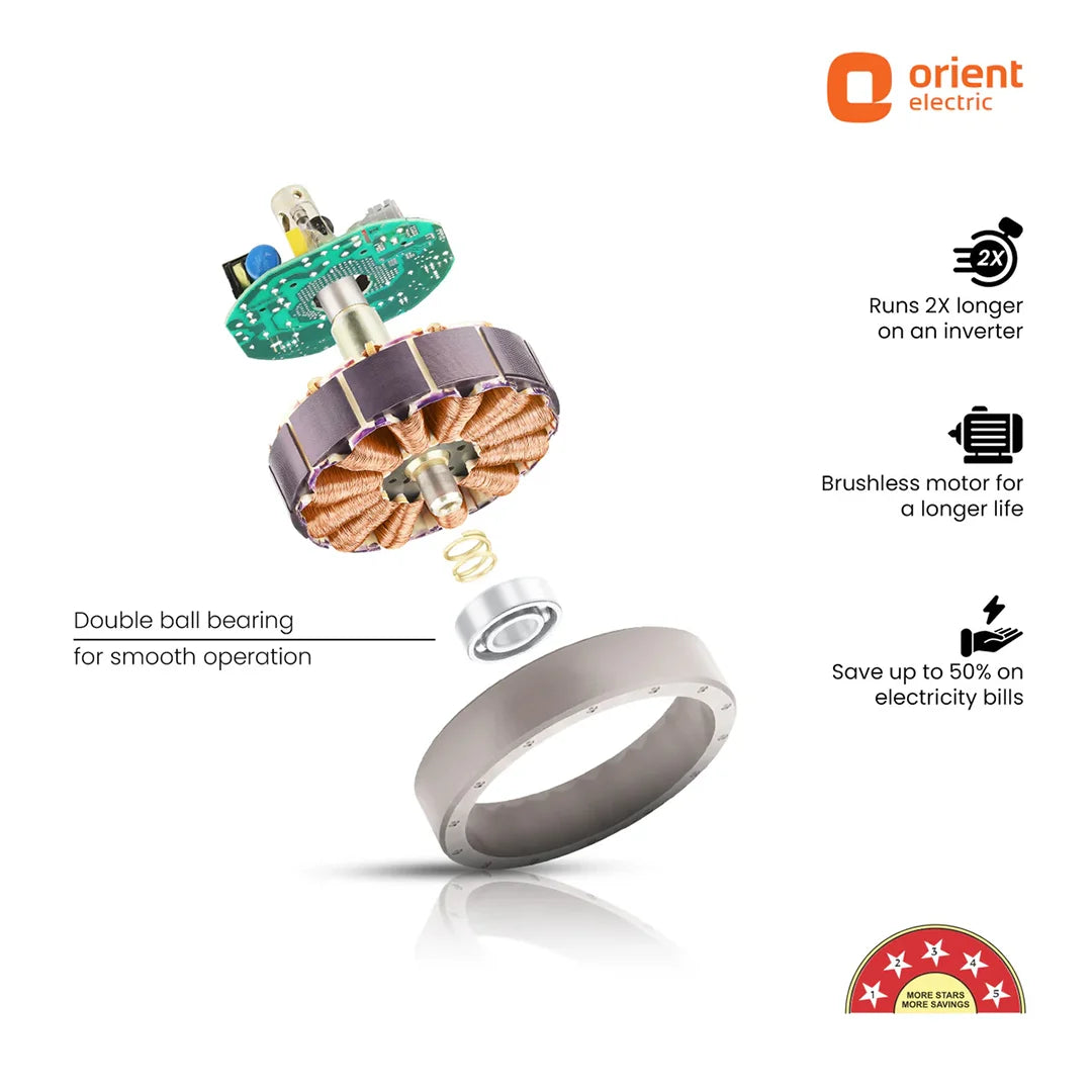 ORIENT Artis BLDC Ceiling Fan With Remote, Black 1320MM
