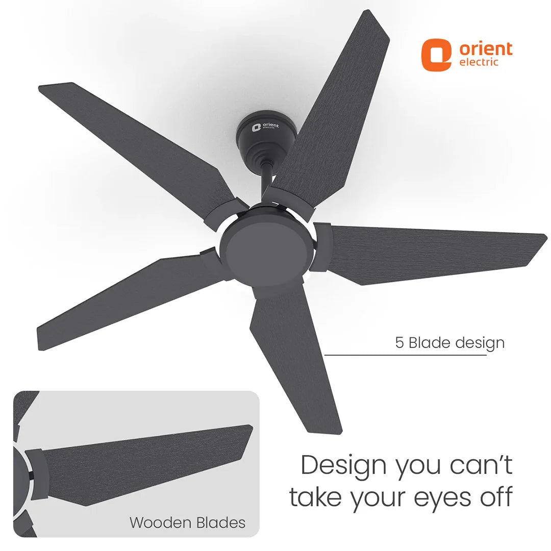 ORIENT Artis BLDC Ceiling Fan With Remote, Black 1320MM