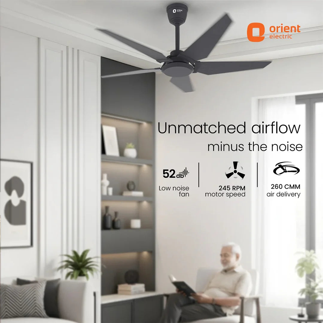 ORIENT Artis BLDC Ceiling Fan With Remote, Black 1320MM