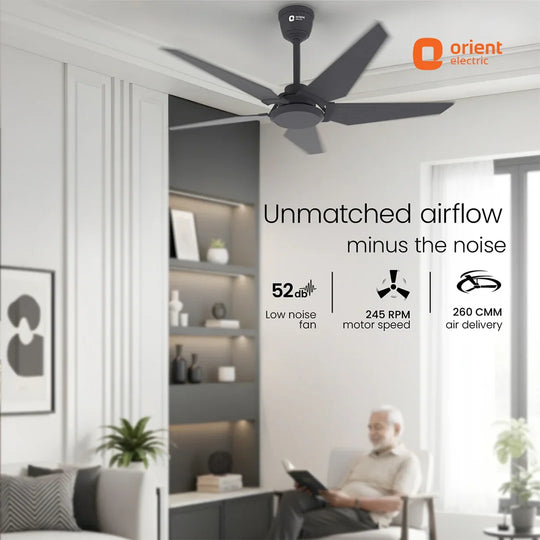 ORIENT Artis BLDC Ceiling Fan With Remote, Black 1320MM