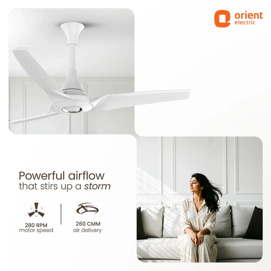 Orient AeroStorm ceiling fan white 48 inch