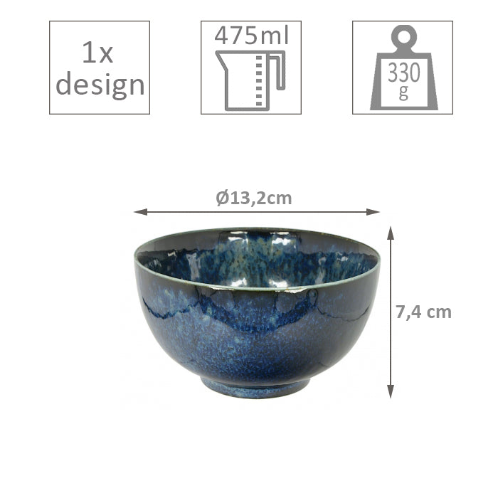 TDS Cobalt Blue Okonomi Bowl 13.2x7.2cm 500ml 14311