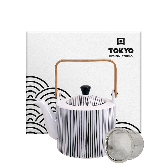 TDS Nippon Black Teapot 1.4lt Lines 15672