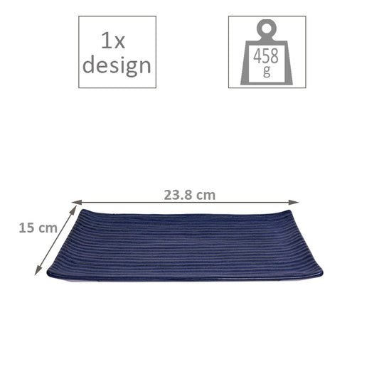 TDS Oblong Plate Blue 23. 8x15cm 16310