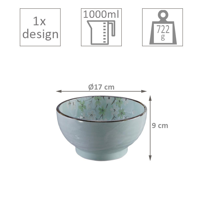 TDS Green Cosmos Bowl 17x9cm 950ml 16503