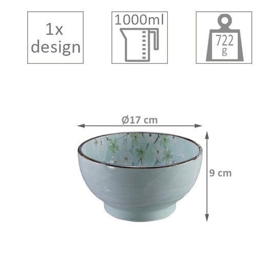 TDS Green Cosmos Bowl 17x9cm 950ml 16503
