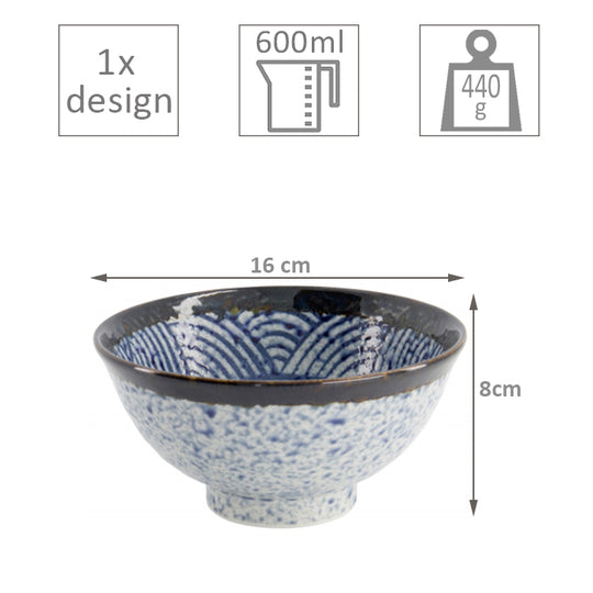 TDS Aisai Seigaiha Bowl 16x8cm 600ml 18576