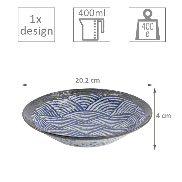 TDS Aisai Seigaiha Shallow Bowl 20.2x4cm 18578
