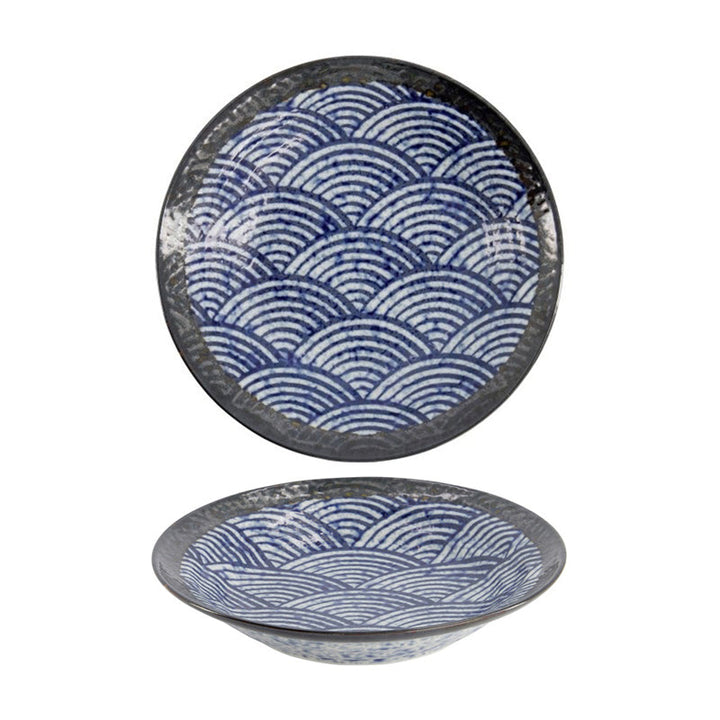 TDS Aisai Seigaiha Shallow Bowl 20.2x4cm 18578